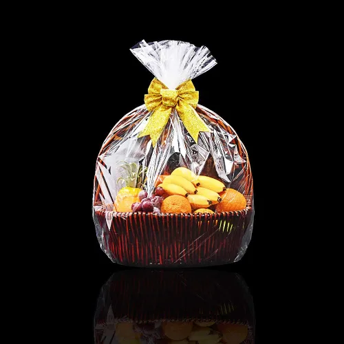 Miniatura 7 de LazyMe 32 x 40 pulgadas, cesta de Navidad de celofán, bolsas retráctiles grandes, transparentes, 5 paquetes