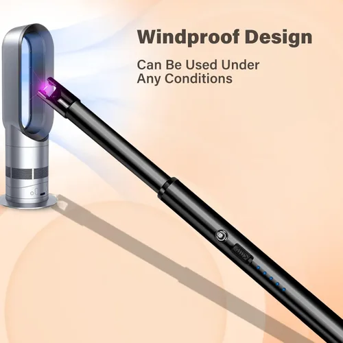 Miniatura 5 de Encendedor de velas eléctrico, resistente al viento, recargable por USB, sin llama, cuello largo, para velas, estufa de gas, chimenea, barbacoa