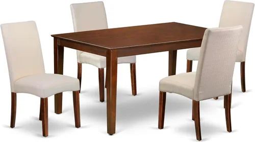 Miniatura 14 de East West Furniture CADR5-CAP-03 - Juego de mesa de comedor moderno de 5 piezas, incluye una mesa rectangular de madera y 4 sillas Parson tapizadas