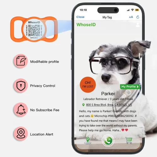 Miniatura 4 de Etiqueta para perro con código QR con NFC, etiqueta de identificación personalizada de mascota, etiqueta de identificación de perro de silicona