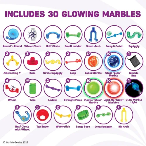 Miniatura 5 de Marble Genius Glow Marble Run Super Set - 200 piezas completas + aplicación de instrucciones gratuita y manual de instrucciones a todo