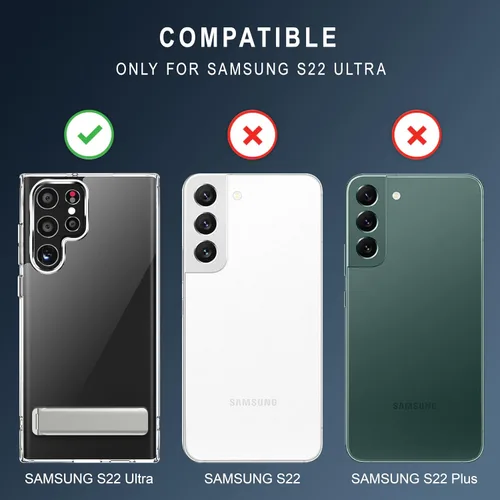 Miniatura 7 de CEDO - Funda con soporte para Samsung Galaxy S22 Ultra, ajustable en 3 direcciones con soporte de metal, parachoques a prueba de golpes de grado