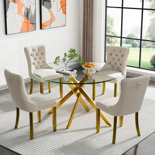 Miniatura 73 de HomVent Juego de mesa de comedor redonda de vidrio de 3 piezas, juego de mesa de comedor de vidrio templado para 2 mesas de cocina con 2 sillas