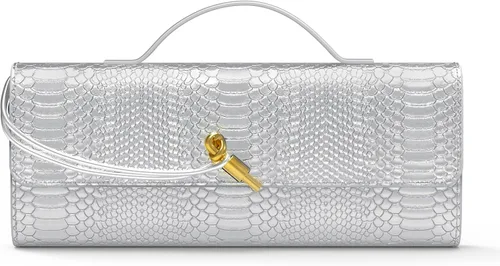 Miniatura 12 de Joryin Bolso tejido para mujer, bolso de mano de noche tejido de cuero y gamuza, bolso cruzado de gamuza, bolso formal de noche