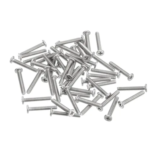 Miniatura 29 de Uxcell M1-0.25 x 2 mm 50 piezas Tornillos de cabeza plana redonda 304 de acero inoxidable Phillips Drive tornillos de máquina para fijación