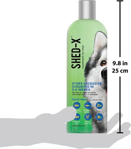 Miniatura 3 de Suplemento líquido Shed-X para perros, 32oz – 100% natural – Ayuda a la muda de pelo en perros, aceite de pescado para perros que apoya la piel