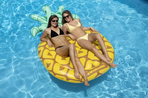Miniatura 2 de Swimline Pineapple Jumbo Isla Flotante para Piscina Amarillo/Verde 88x50 pulgadas Piña