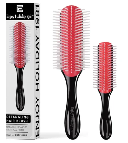 2 cepillos de pelo para mujeres y hombres, 7 filas y 5 filas, rizado, húmedo o seco, cepillos clásicos para cabello grueso natural, separación de
