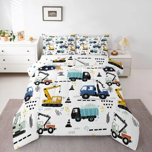 Miniatura 13 de Erosebridal Juego de ropa de cama de tren de dibujos animados para niños y niños, edredón de plumón de vehículos para niños, decoración