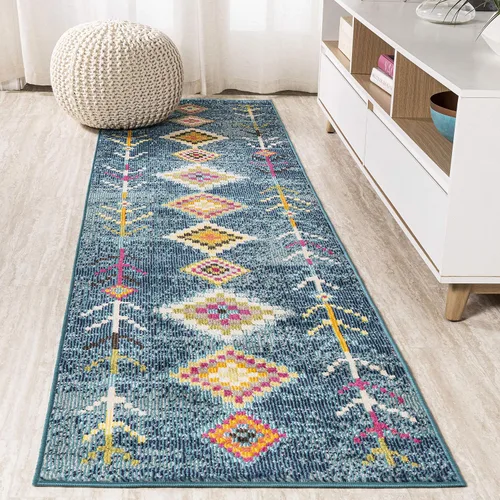 Eyely HOM105A-28 - Alfombra marroquí Hype Tribal Love geométrica para interiores, bohemia; país y floral; suroeste, dormitorio, cocina, sala de