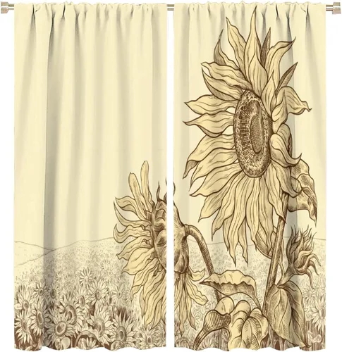 Miniatura 18 de Cortinas opacas con diseño de girasoles para ventana, puesta de sol sobre girasol, para dormitorio, sala de estar, cocina, decoración del hogar, 42