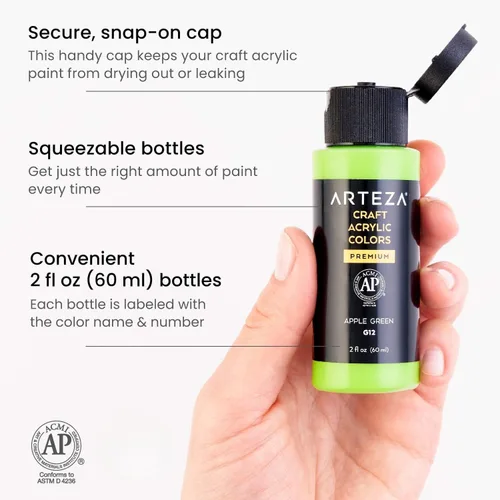 Miniatura 3 de ARTEZA Juego de pintura acrílica para manualidades, pintura acrílica a base de agua, pinturas artísticas con acabado mate, suministros de arte