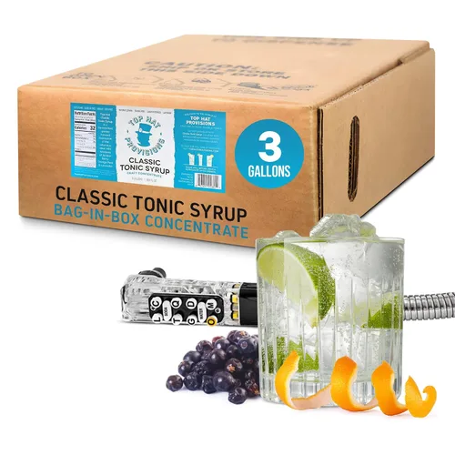 Top Hat - Jarabe tónico clásico y 5 concentrados de agua tónica de quinina para bienestar, jarabe de cóctel y mezcla de cóctel de 3 galones,