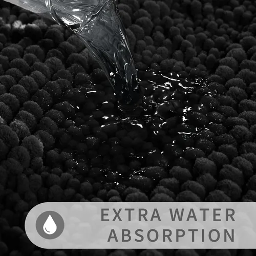 Miniatura 5 de Yimobra Juego de 2 alfombras de baño de felpilla suave y absorbente y alfombra para inodoro en forma de U, antideslizante, lavable a máquina