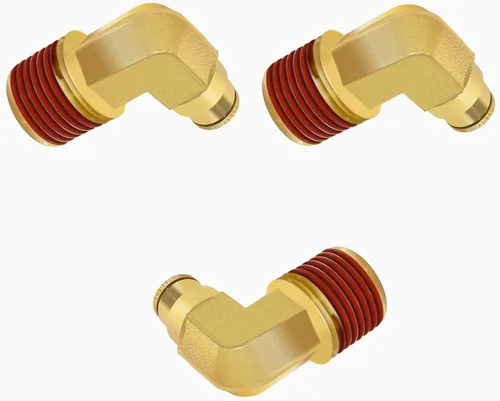 Miniatura 12 de Siptenk Codos de 1/2" DOT de latón DOT de aire de conexión rápida DOT accesorios de línea de aire DOT 5 piezas, tubo de 1/2" OD x rosca NPT de 3/8