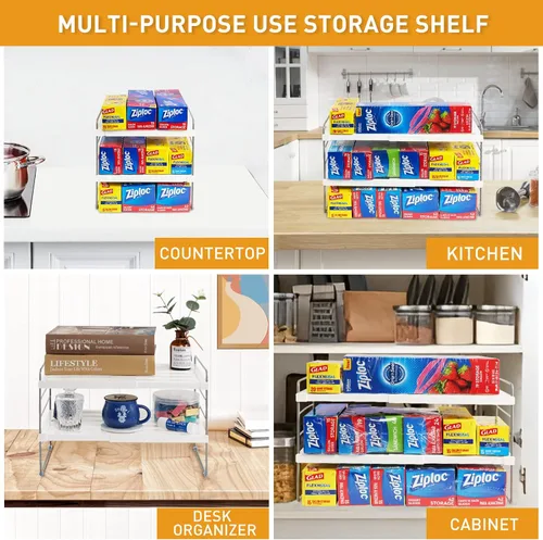 Miniatura 8 de Paquete de 2 organizadores de despensa y almacenamiento, organizador expandible de papel de aluminio y envoltura plástica, estante organizador