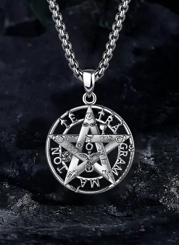 Miniatura 27 de CELESTIA Colgante de plata de ley 925, anillos de tetragrammaton, collar masónico, joyería de pentagrama para mujeres y hombres