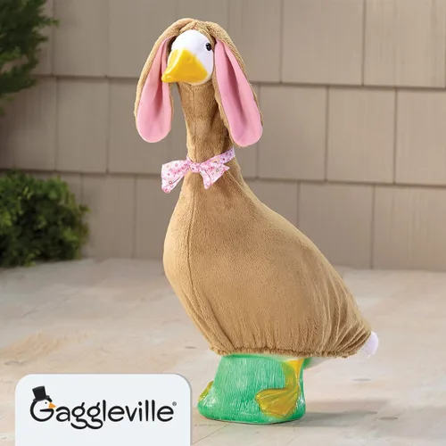 Miniatura 2 de Fox Valley Traders Gaggleville Easter Bunny Girl/Boy/Brown Outfit, Fits 23" H Large Porch Goose