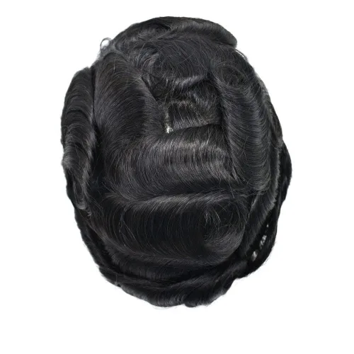 Miniatura 33 de Toupee Hair System For Men Real Human Hair Swiss Lace Mens Toupee Men Hair Replacement System Natural Hairline Mens Hairpieces 6X8"-80% light