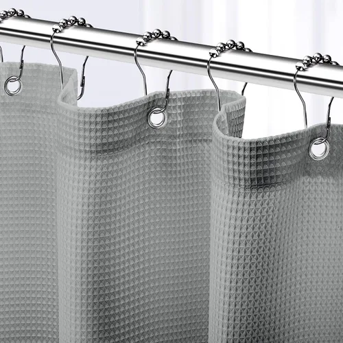 Miniatura 8 de NEATERIZE Cortina de Ducha Blanca - Cortinas de Ducha Estilo Hotel para Baño con Diseño Waffle, 72x72 Pulgadas - Cortina de Ducha de Tela Blanca