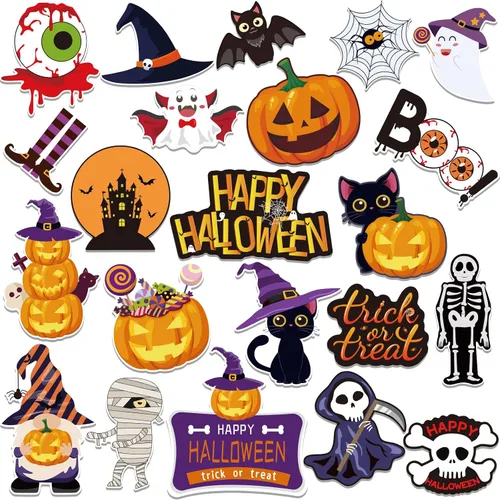 JULMELON Imanes de Halloween, 22 unidades, imanes de calabaza, fantasmas, murciélagos, accesorios de decoración para suministros de fiesta de