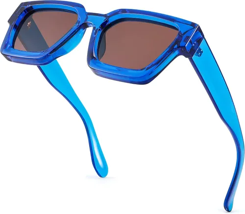 Miniatura 35 de FEISEDY Gafas de sol cuadradas retro de los años 90 para mujeres y hombres, gafas de sol rectangulares gruesas de moda con protección UV400 B2385