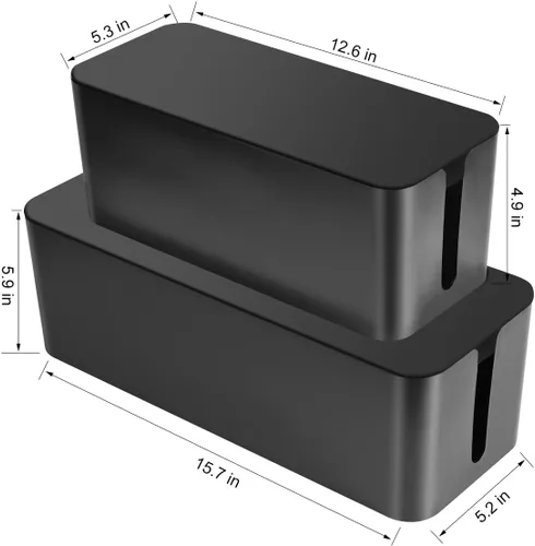 Miniatura 2 de Caja de organización de cables, paquete de 2 cajas organizadoras de cables grandes y medianas con 17 unidades de organización de cables, caja
