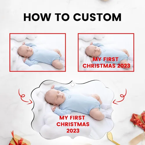 Miniatura 3 de Adornos de Navidad personalizados para la familia 2025, adornos de foto personalizados para decoraciones de árbol de Navidad, para baby shower