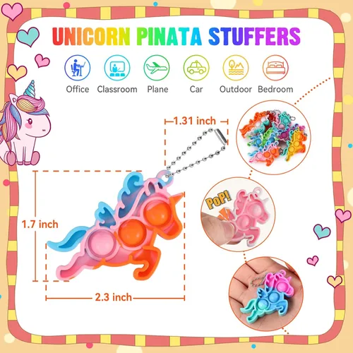 Miniatura 2 de Recuerdos de fiesta de unicornio para niños, bolsas de regalo, juguetes para ansiedad a granel, paquete de 32 juguetes de unicornio, rellenos