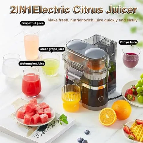 Miniatura 2 de Exprimidor eléctrico, máquina de jugo de cítricos de 100 W con capacidad de 16.9 fl oz, potente motor de 18000 rpm, piezas fáciles de limpiar