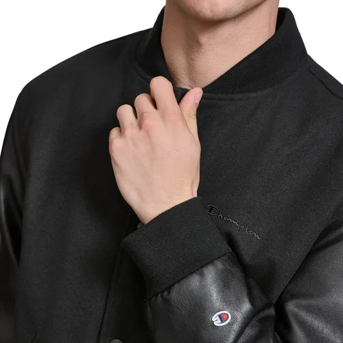 Miniatura 7 de Champion Men's Letterman Varsity Bomber Jacket With Faux Leather Sleeves