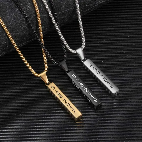 Miniatura 6 de Lam Hub Fong Collar grabado para hombre, collar de oro para mujer, collar personalizado de acero inoxidable con inicial de nombre para hombres
