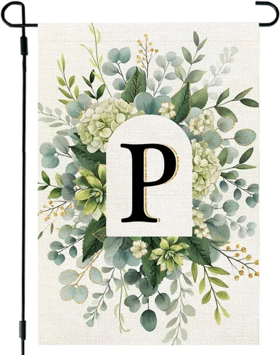 Miniatura 16 de CROWNED BEAUTY Bandera de jardín con monograma, letra inicial A de 12 x 18 pulgadas, doble cara para Outsdie, pequeña flor de primavera, apellido