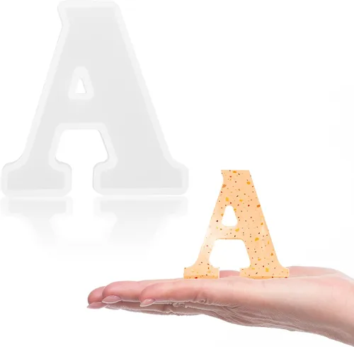 Miniatura 30 de Gartful Moldes de letras de resina, molde de resina epoxi del alfabeto mayúscula E, moldes de silicona 3D gruesos para hacer letras, arte