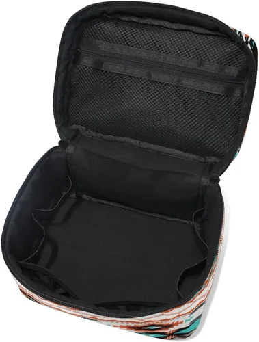 Miniatura 5 de AUUXVA Bolsa de cosméticos de viaje, bolsa de maquillaje étnica geométrica Chevron azteca, organizador grande, bolsa de aseo portátil, bolsa