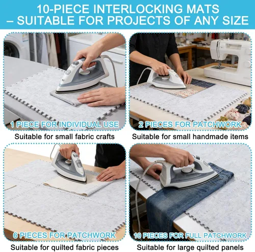 Miniatura 6 de AIHSUMC Paquete de 10 alfombrillas de lana extra grandes, alfombrillas de planchado de fieltro grueso para acolchar y coser, juego de almohadillas