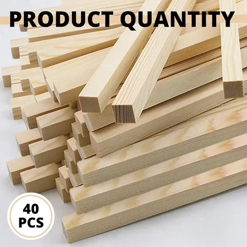 Miniatura 3 de 40 varillas cuadradas de tilo de 12 pulgadas, tacos de madera sin terminar de 1/4 pulgadas x 12 pulgadas para manualidades, varillas de madera