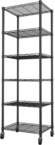 Miniatura 15 de REGILLER Estantería de alambre de acero de 6 niveles, unidad de almacenamiento con estantes ajustables para lavandería, baño, cocina, despensa, Negro