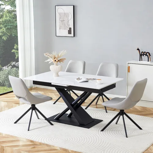 Miniatura 4 de Silla decorativa sin brazos, silla de tocador sin ruedas, juego de 2 sillas de comedor Retorno automático inteligente de 180°, respaldo
