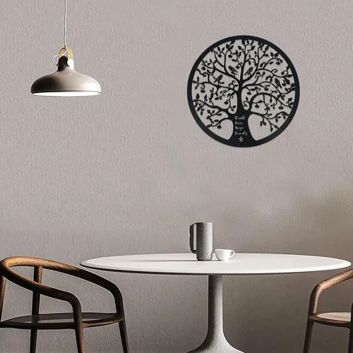Miniatura 4 de ESTART Adorno de pared de 28 cm con diseño de árbol de la vida, escultura colgante de metal, placa familiar, decorativa para balcón, porche