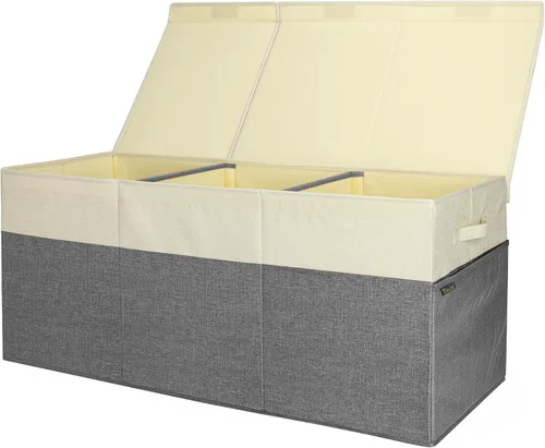 Miniatura 20 de BALEINE Contenedores de almacenamiento de tela extra grandes con tapa, cajas de almacenamiento plegables cestas con divisor para organización