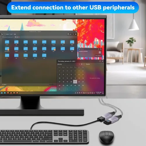 Miniatura 7 de Cable divisor USB de 1 entrada y salida 2026, extensor de puerto USB doble, adaptador de extensión de cable de carga y datos de 9.8 in