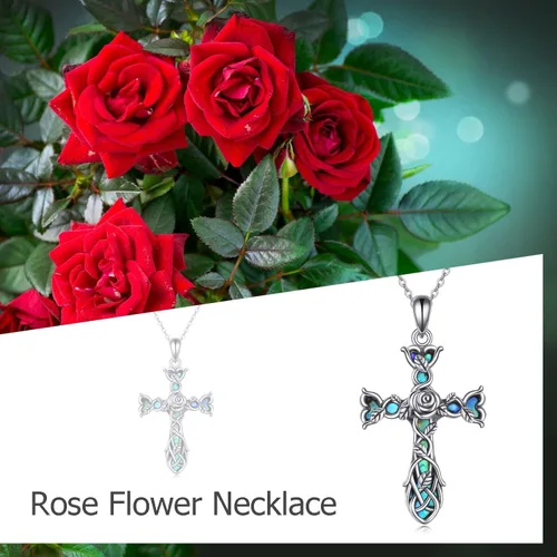 Miniatura 6 de Collar con colgante de cruz religiosa de plata de ley con colgante de cruz de origami, regalos para mujeres y hombres