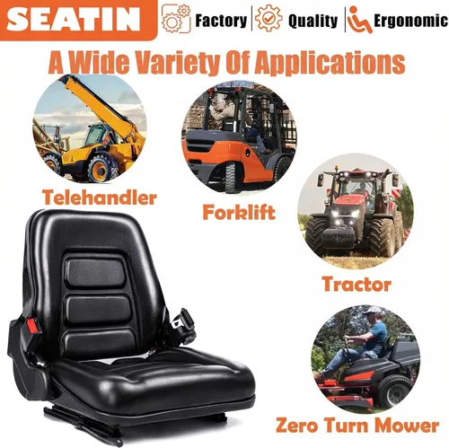 Miniatura 8 de SEATIN Asiento universal de carretilla elevadora, asiento de tractor, con micro interruptor y cinturón de seguridad, para tractor, cortacésped