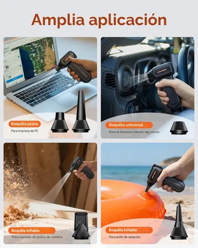 Miniatura 7 de WOLFBOX Plumero de aire comprimido MF60 y MF70, 110000 rpm, soplador de aire inalámbrico recargable ajustable de 3 velocidades con carga rápida