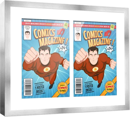 Miniatura 73 de Poster Palooza Marco de cómic con paspartú para 1 cómic de la Edad de Bronce publicado entre 1970 y 1985, marco de cómic negro para cómic de 7.25 x
