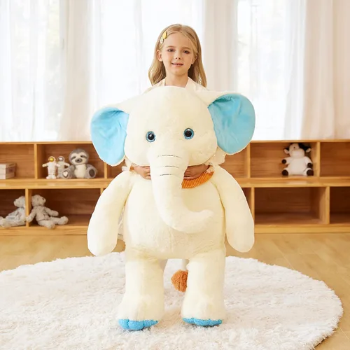 Miniatura 7 de EARTHSOUND Juguete de peluche de elefante gigante, de 30 pulgadas, juguetes suaves y grandes, tamaño grande, enorme y esponjoso, de gran