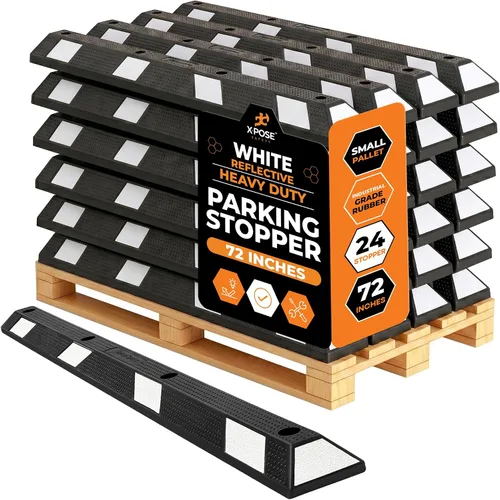 Miniatura 24 de Xpose Safety Tope de goma resistente de 22 pulgadas para estacionamiento, paquete de 2 bloques de ruedas para garaje, entrada o rampa, tope