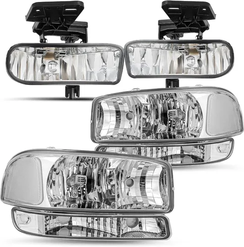 Miniatura 13 de JSBOYAT 4 PCS Compatible con 99-06 GMC Sierra 1500 2500 3500 Conjunto de Faros Delanteros de Reemplazo con Bombillas 00-06 GMC Yukon/Yukon XL