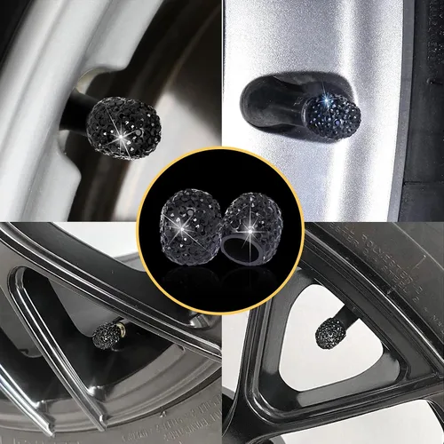 Miniatura 6 de Kewucn Bling Tapas de Vástago de Válvula de Neumático de Coche, Paquete de 4 Cubiertas Hechas a Mano de Cristal Centelleante con Diamantes
